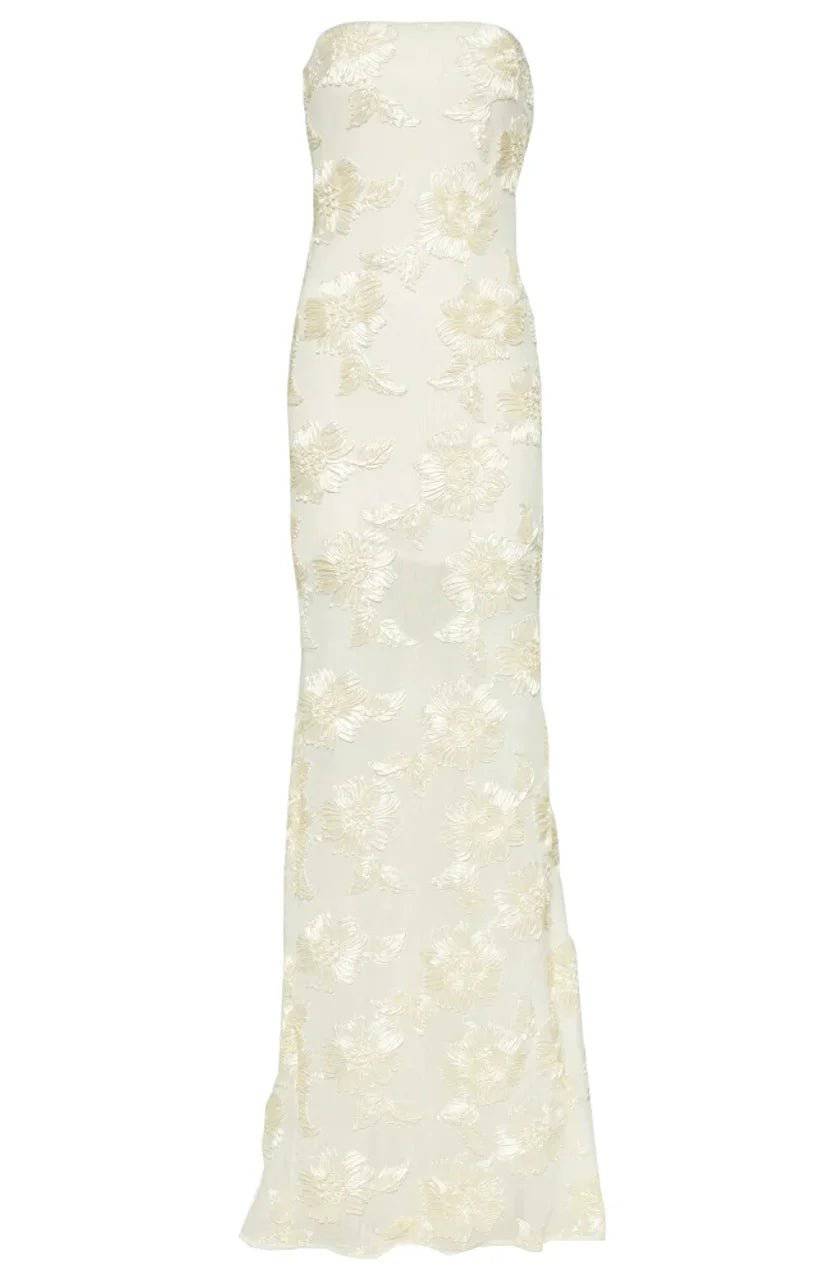 sachin and babi light blue dress Embroidered Lace Boho Open Back Wedding Dress With Long Train, 