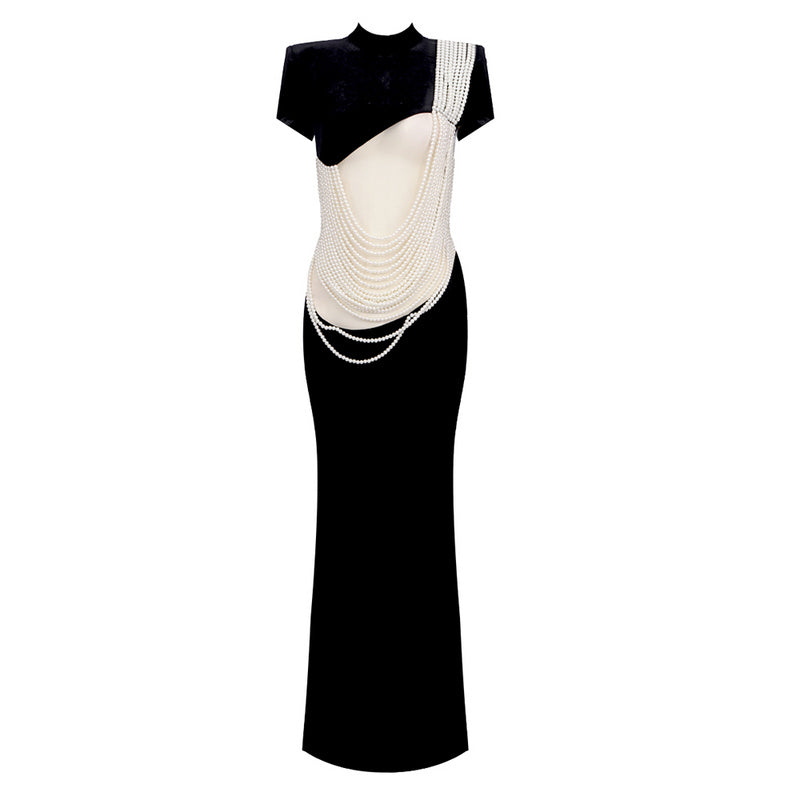 Leyla Pearl Chain Velvet Dress - Hot fashionista