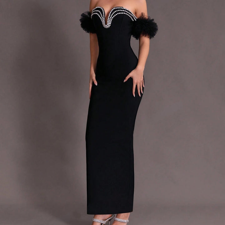 Evangeline Ruffle Crystal Maxi Dress - Hot fashionista