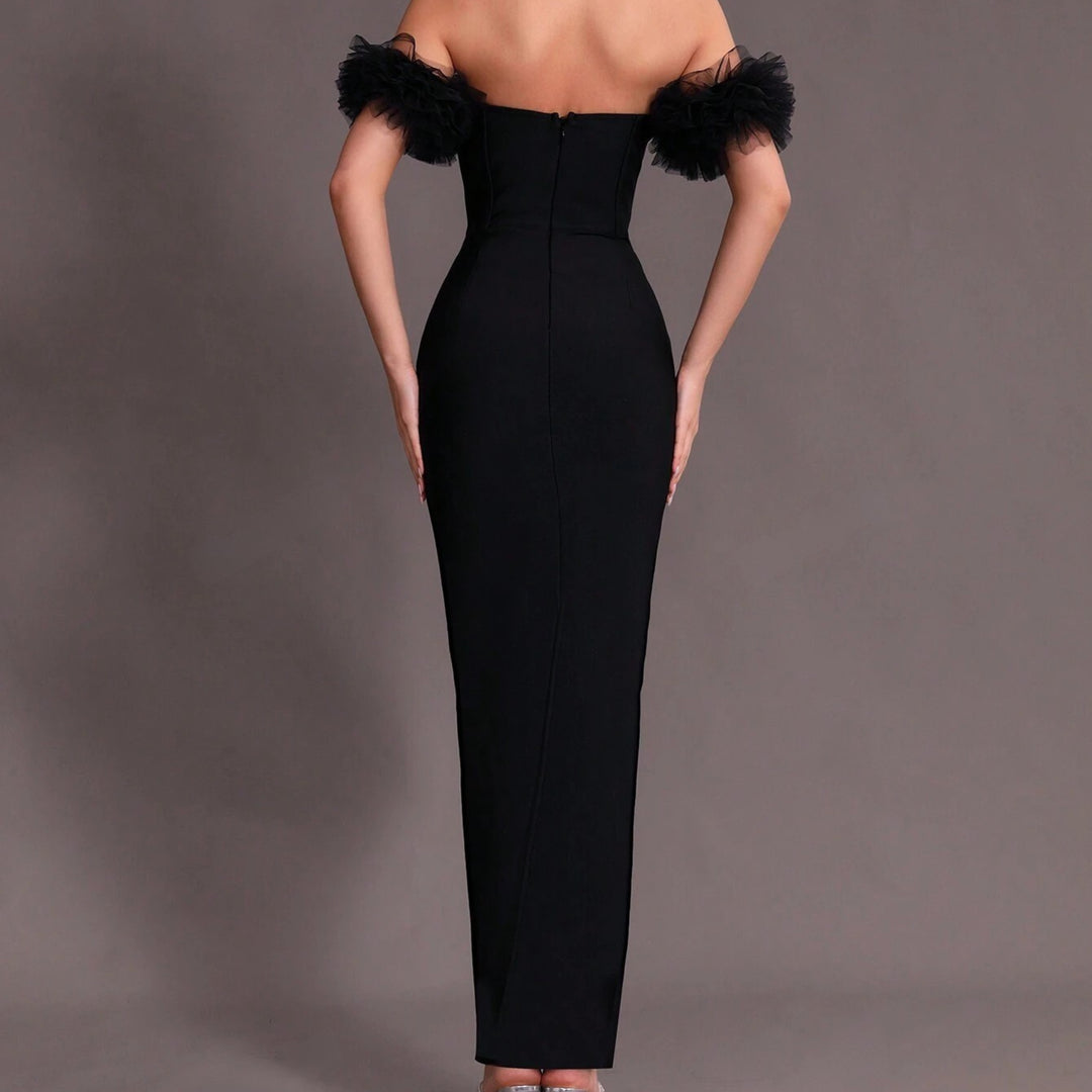 Evangeline Ruffle Crystal Maxi Dress - Hot fashionista