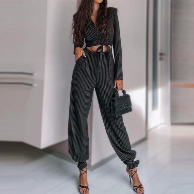 Kitty Even Keeled Pinstripe Trouser Pant Set - Hot fashionista