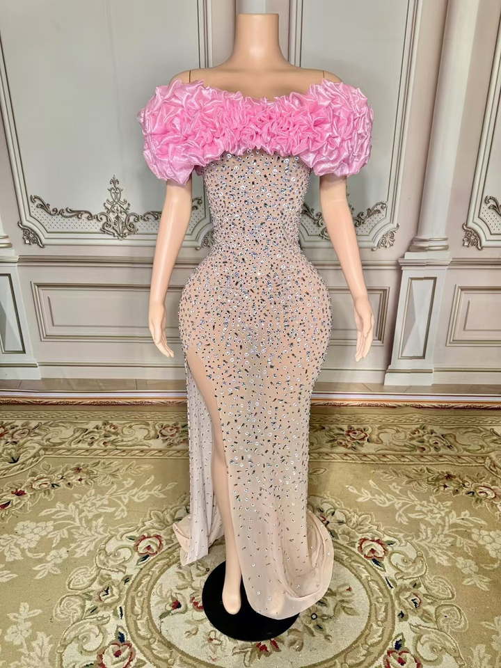 Halo Strapless Rhinestone Split Maxi Dress - Hot fashionista