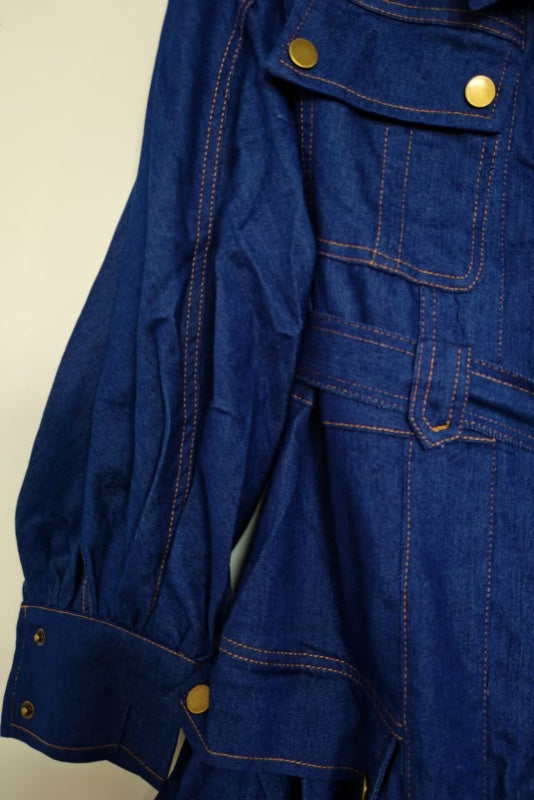 Elise Utility Denim Jacket Dark Wash Dress - Hot fashionista