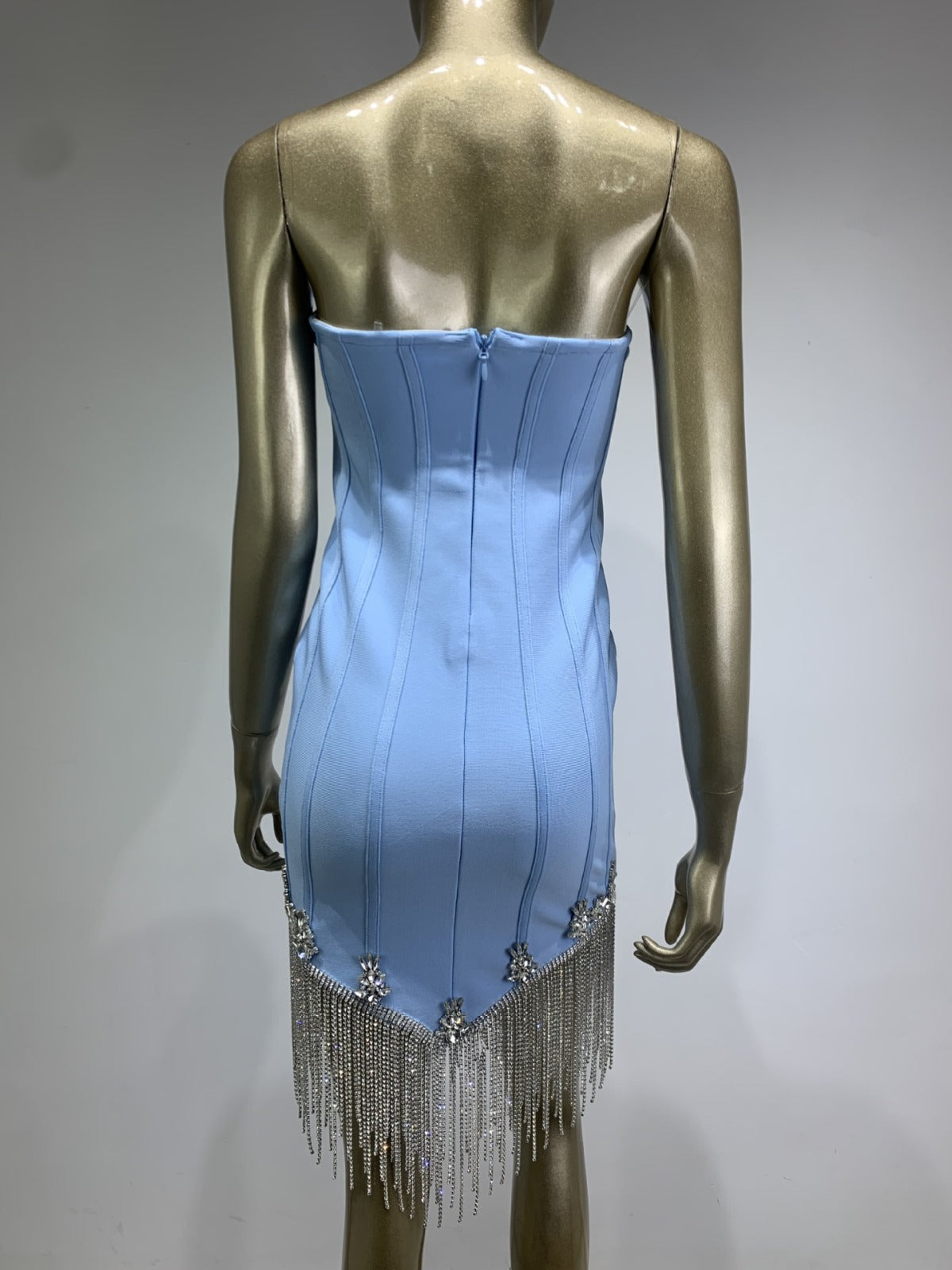 Tiffany Strapless Tassel Rhinestone Hem Dress - Hot fashionista