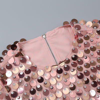 Rosie Long Sleeve Sequin Feather Cutout Mini Dress - Hot fashionista