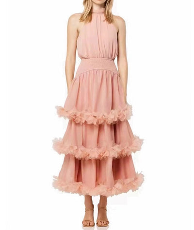 Meadow Halter Neck Ruffle Tiered Evening Gown - Hot fashionista