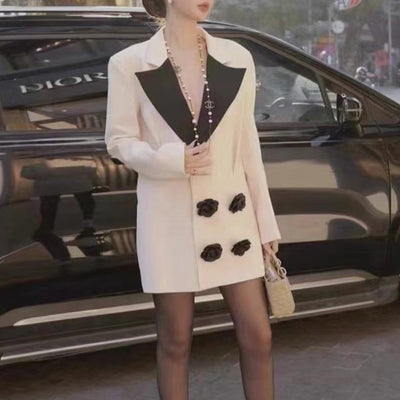 Lucille 2 Tone Lapel Collar Mini Dress - Hot fashionista
