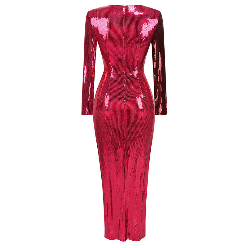 Patsy Sequined Gown High Slit Maxi Dress - Hot fashionista