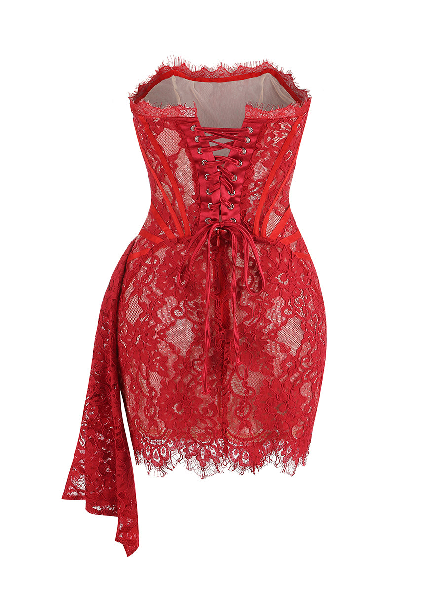 louisa strapless lace corset mini dress - Hot fashionista