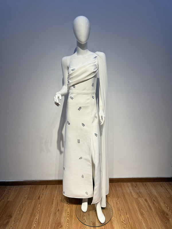 One-Shoulder Embellished Evening bandage Gown with Slit Elegant Formal Maxi Dress - Hot fashionista