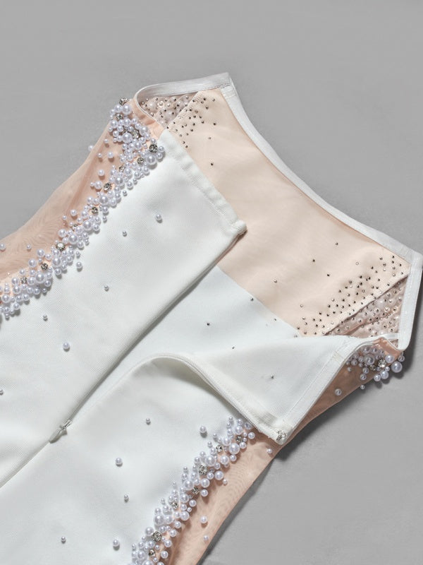 Aurora Strapless Rhinestone Pearl Midi Dress - Hot fashionista