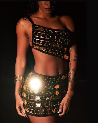 Billie Gold Mirrored Disc Dress - Hot fashionista