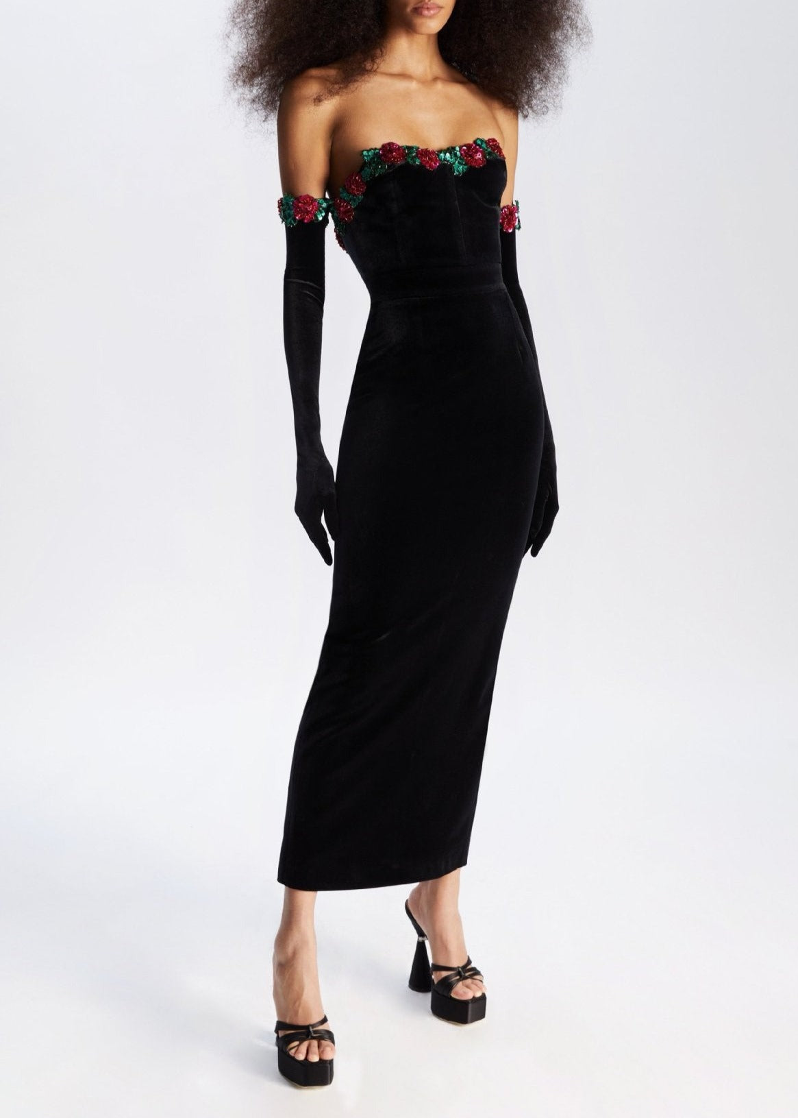 Janie Off Shoulder Flower Velvet Dress - Hot fashionista