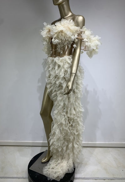 Aileen Irregular Mesh Side Slit Maxi Dress - Hot fashionista