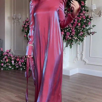 Hot Fashionista Aggie Flounce Sleeve Round Neck Ruffle Maxi Dress