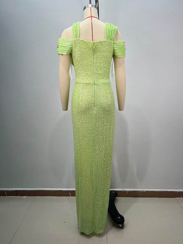 Aitana Asymmetrical Bow Detail with Slit Maxi Dress - Hot fashionista