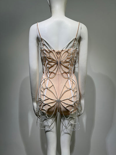 Alessandra Sleeveless Strappy Butterfly Details Mini Dresss - Hot fashionista