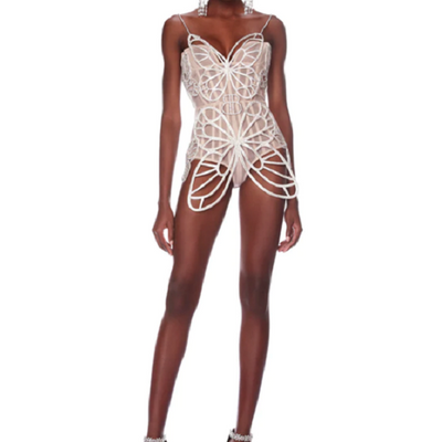 Hot Fashionista Alessandra Sleeveless Strappy Butterfly Details Mini Dresss