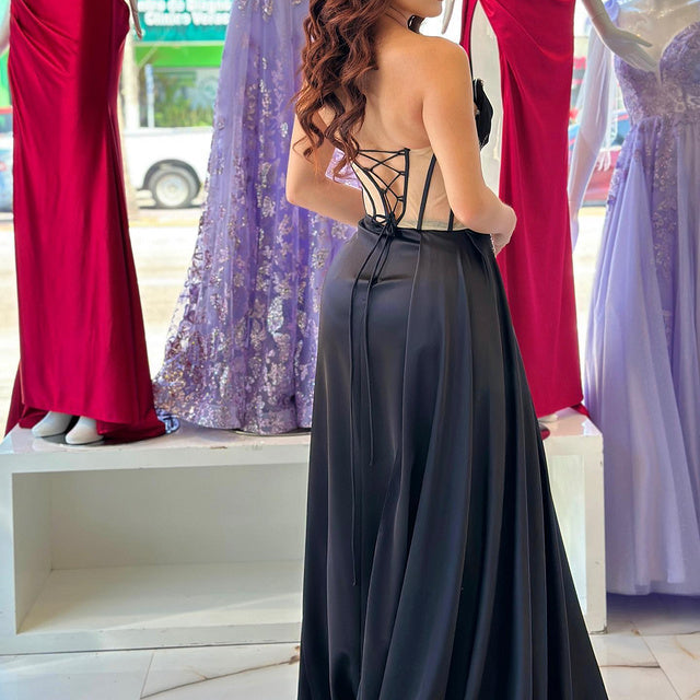 Aloura Satin High Slit Beaded Maxi Dress - Hot fashionista