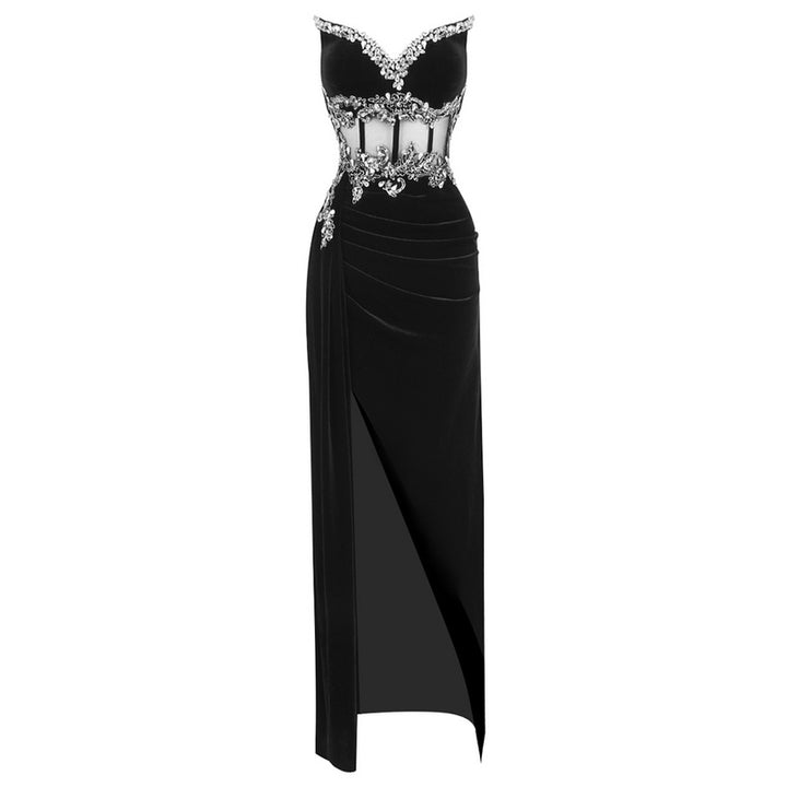 Aloura Satin High Slit Beaded Maxi Dress - Hot fashionista