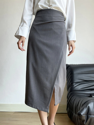 HOT FASHIONISTA Amari High Waist Ruched Detail Wrap Hem Skirt