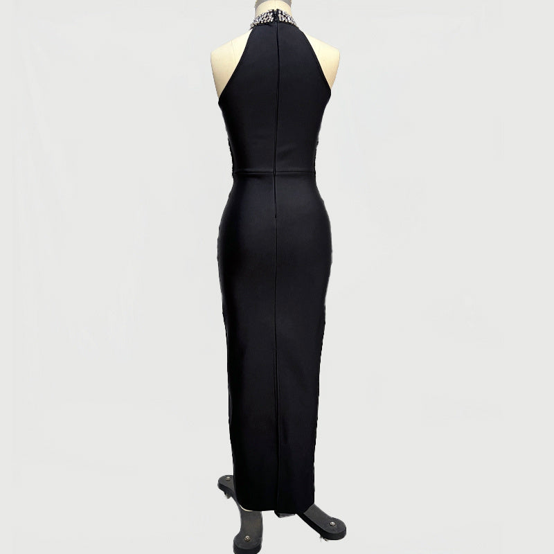 Aven Halter Crystal Flowers Maxi Dress - Hot fashionista