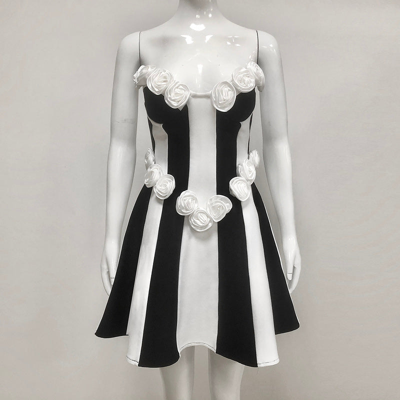 Azura Strapless Floral Detail A Line Dress - Hot fashionista