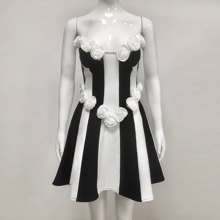 Azura Strapless Floral Detail A Line Dress - Hot fashionista