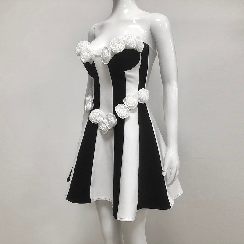 Azura Strapless Floral Detail A Line Dress - Hot fashionista