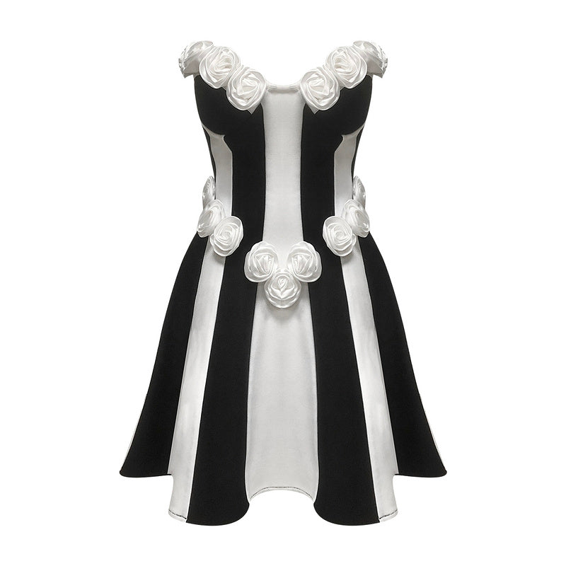 Azura Strapless Floral Detail A Line Dress - Hot fashionista