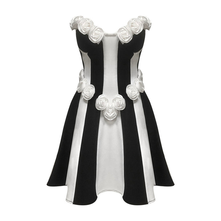 Azura Strapless Floral Detail A Line Dress - Hot fashionista