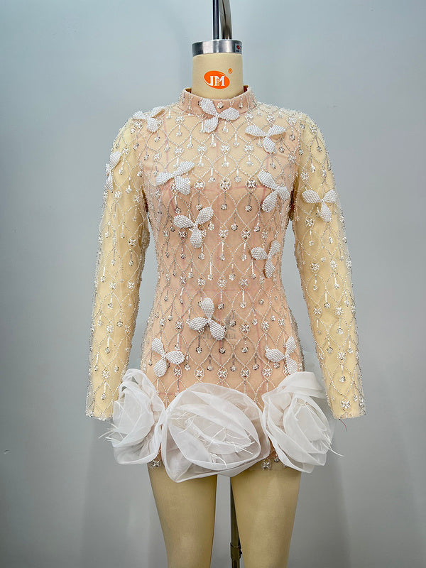 Bexley Hand-Beaded High Neck Mini Dress - Hot fashionista