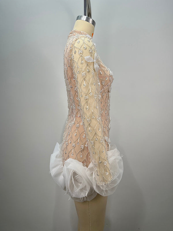 Bexley Hand-Beaded High Neck Mini Dress - Hot fashionista