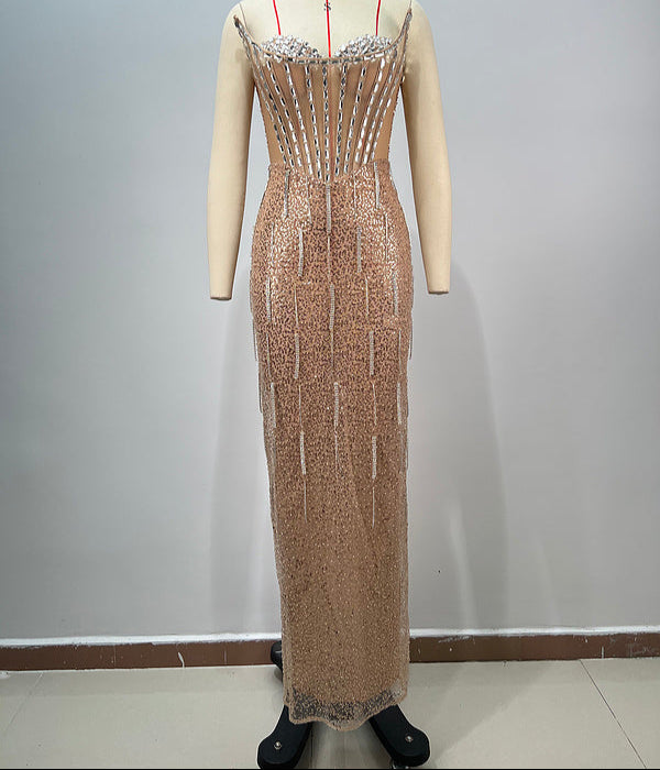 Braven Strapless Crystal Corset Sequin Maxi Dress - Hot fashionista