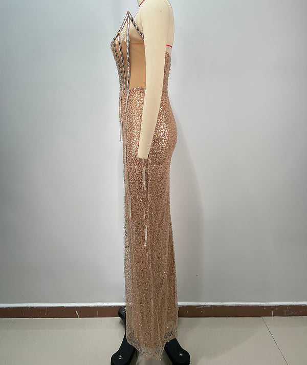 Braven Strapless Crystal Corset Sequin Maxi Dress - Hot fashionista