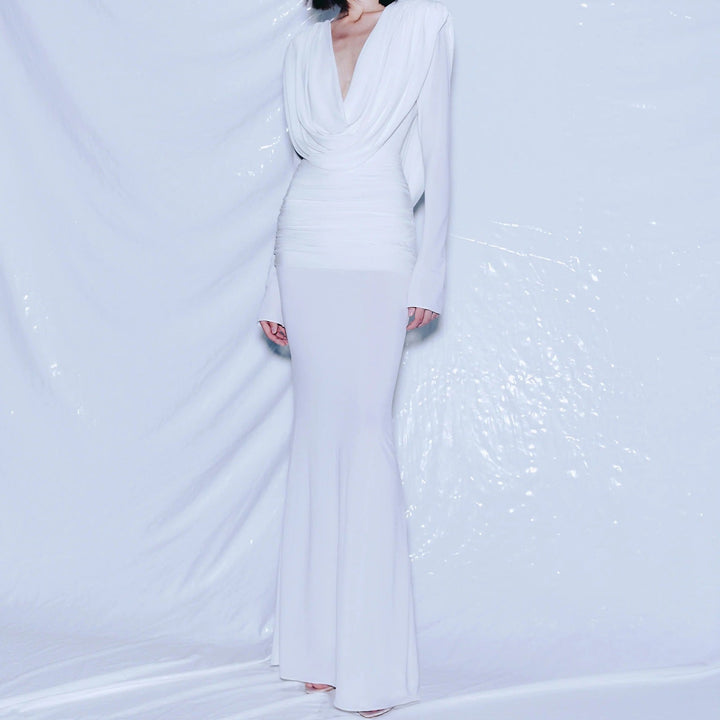 Brielle Cowl Neck Ruched Maxi Dress - Hot fashionista