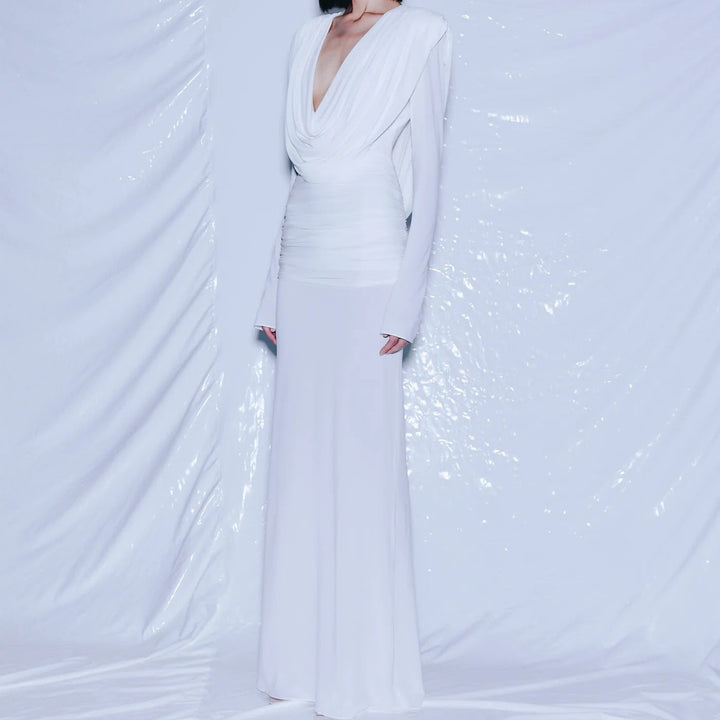 Brielle Cowl Neck Ruched Maxi Dress