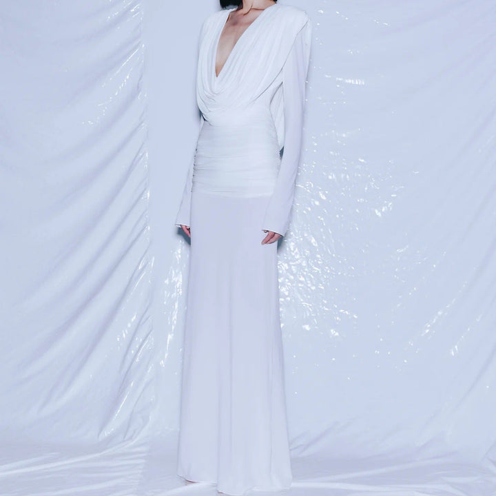 Brielle Cowl Neck Ruched Maxi Dress - Hot fashionista