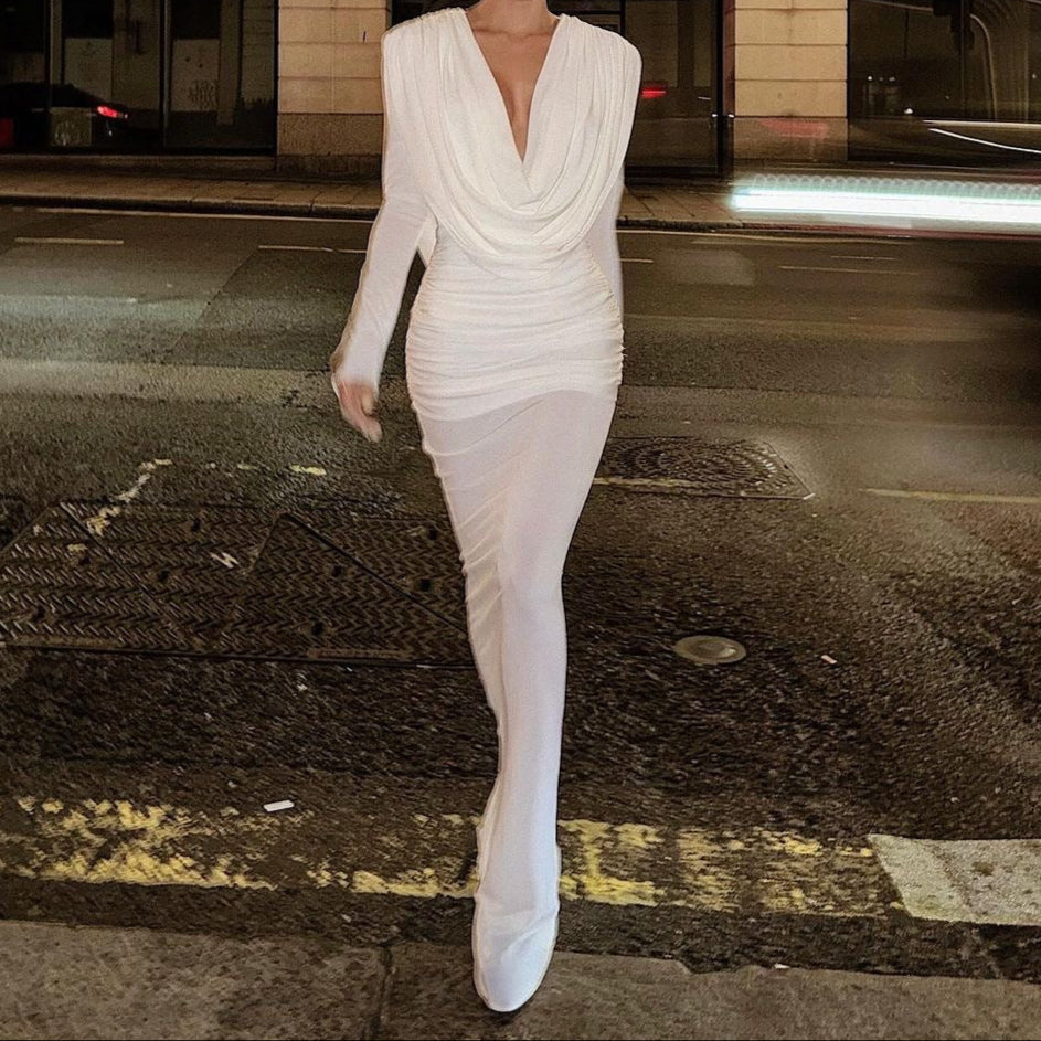 Brielle Cowl Neck Ruched Maxi Dress - Hot fashionista