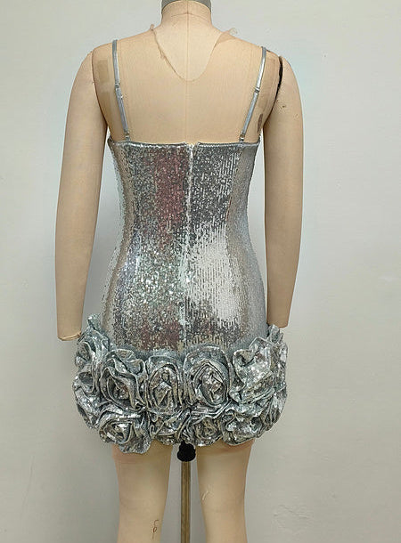 Calista Sequin Flower Mini Dress - Hot fashionista