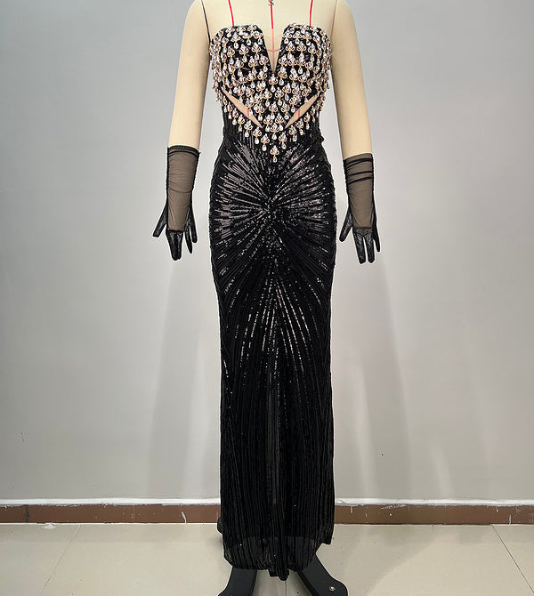 Clove Strapless Structured Sequin Maxi Dress - Hot fashionista