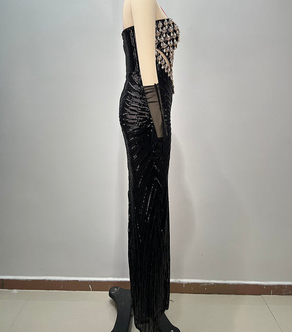 Clove Strapless Structured Sequin Maxi Dress - Hot fashionista