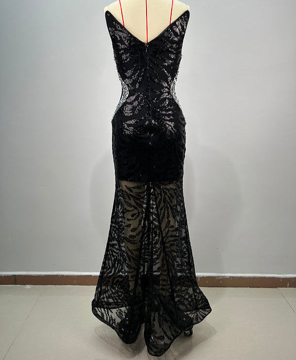 Dahlia Deep  V-Neck Off Shoulder Maxi Dress - Hot fashionista