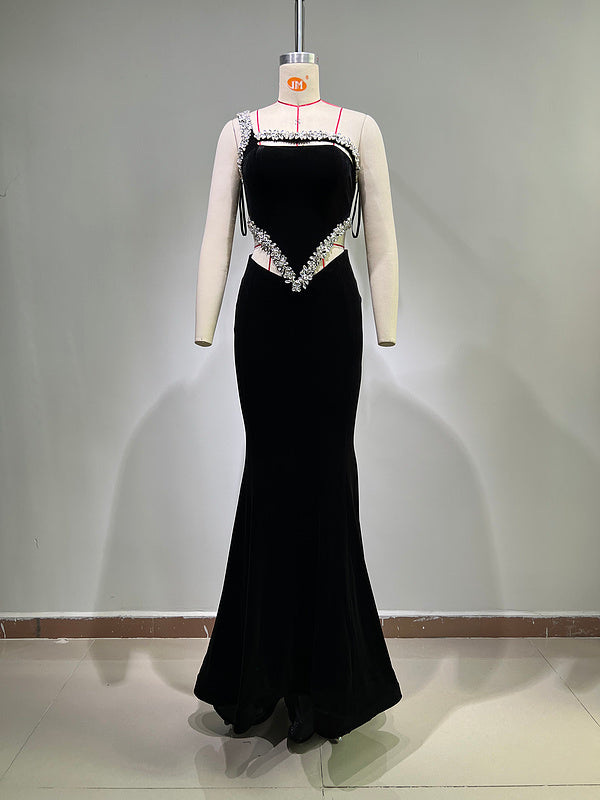 Dale One-Shoulder Crystal-Embellished Velvet Maxi Dress - Hot fashionista