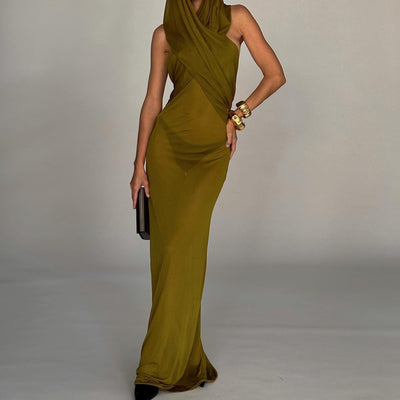 Hot Fashionista Dayna Strapless Cross Two Way Hooded Tulle Maxi Dress