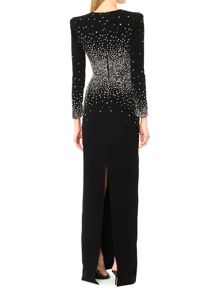 Ellery V-Neck Crystal Long Sleeve Maxi Dress - Hot fashionista
