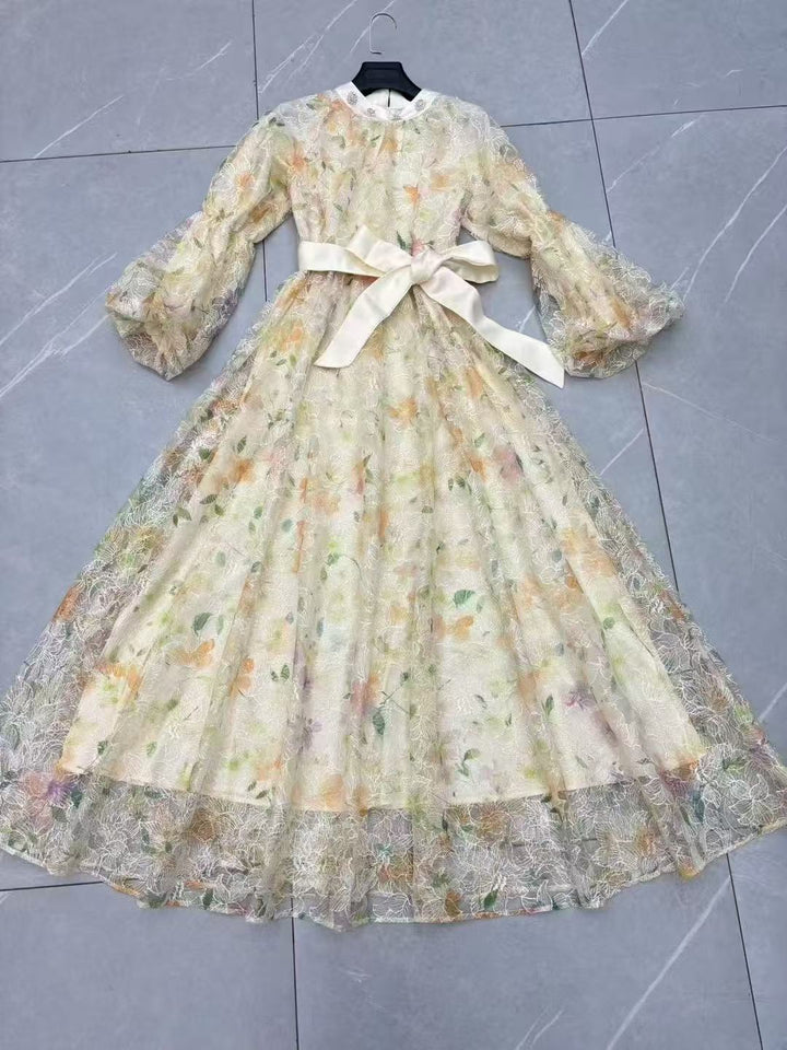 Elodie Floral Print Notch Neck Dress - Hot fashionista