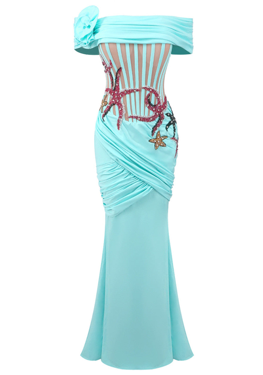 Elspeth Off Shoulder Starfish Maxi Dress - Hot fashionista