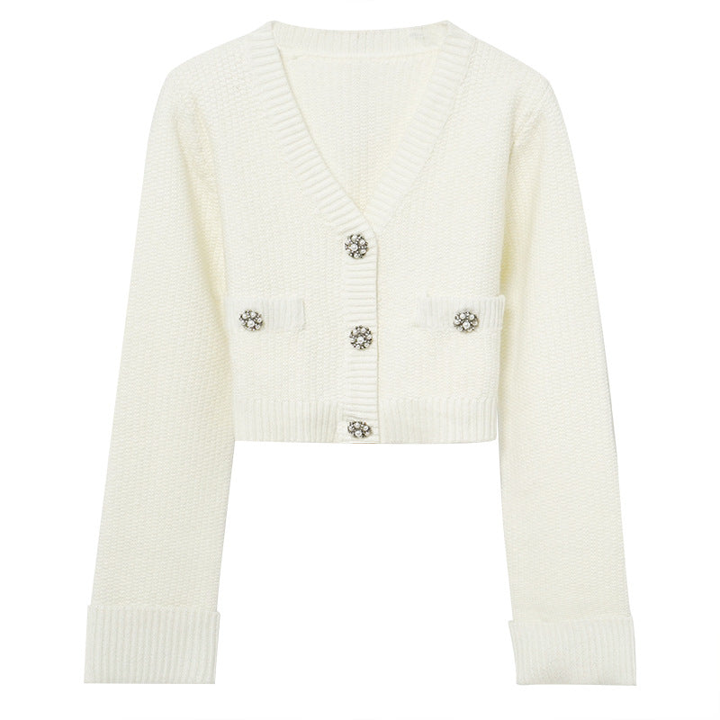 Embe Knitted V-Neck Cardigan & Long Skirt Set - Hot fashionista