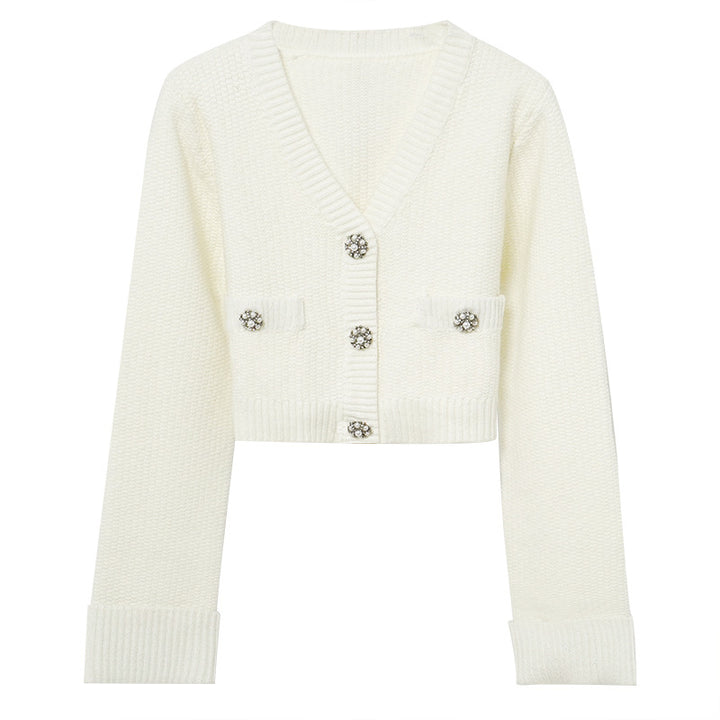 Embe Knitted V-Neck Cardigan & Long Skirt Set - Hot fashionista